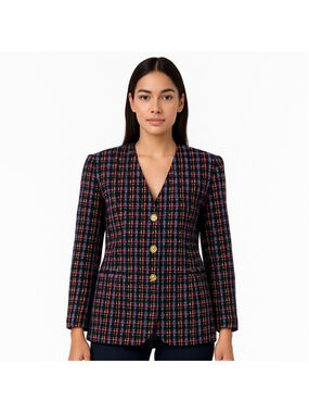Vintage Tweed Blazer Multicolor 100% Wool Made in Canada Size 8